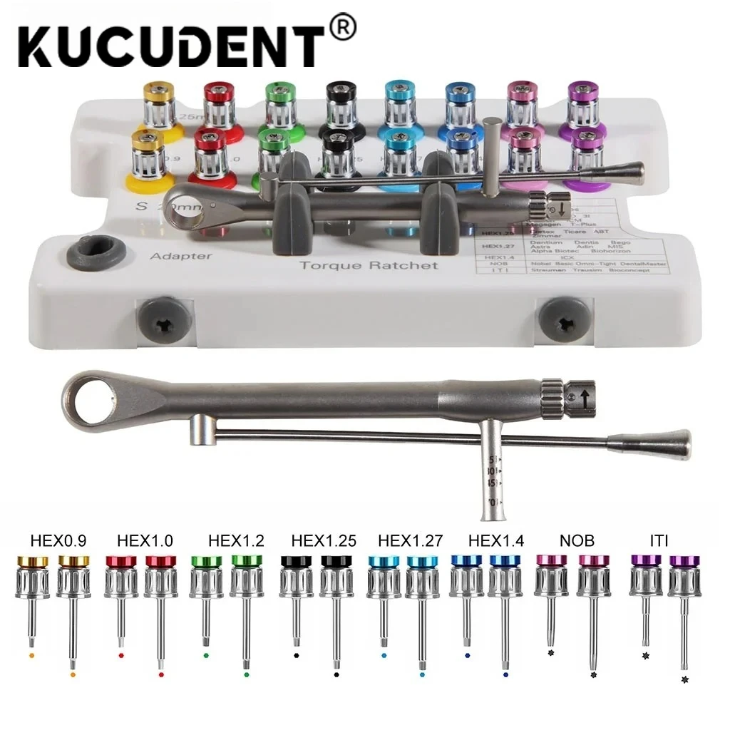 مجموعة أدوات ترميم زرع الأسنان الملونة مفتاح العزم مفك البراغي مجموعة سائق السقاطة العالمي للإصلاح الاصطناعي