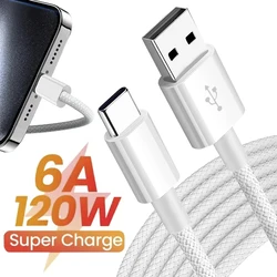 6A 120W Type C Phone Charging Cables Fast Charger USB A To Type C Nylon Braided Cord for Apple IPhone 16 15 Pro Max/16 15 Plus