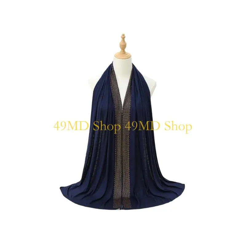 49MD Cultural Scarf Women's Shawl For Various Wrapping Features Glittering Accent