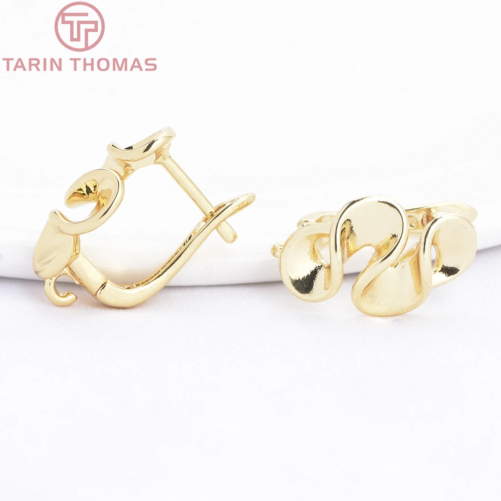 (10337) 11x17.5MM 18K Gold Color Brass Wave Shaped S Shaped Symmetrical Earring Clasp DIY Jewelry Making Findings