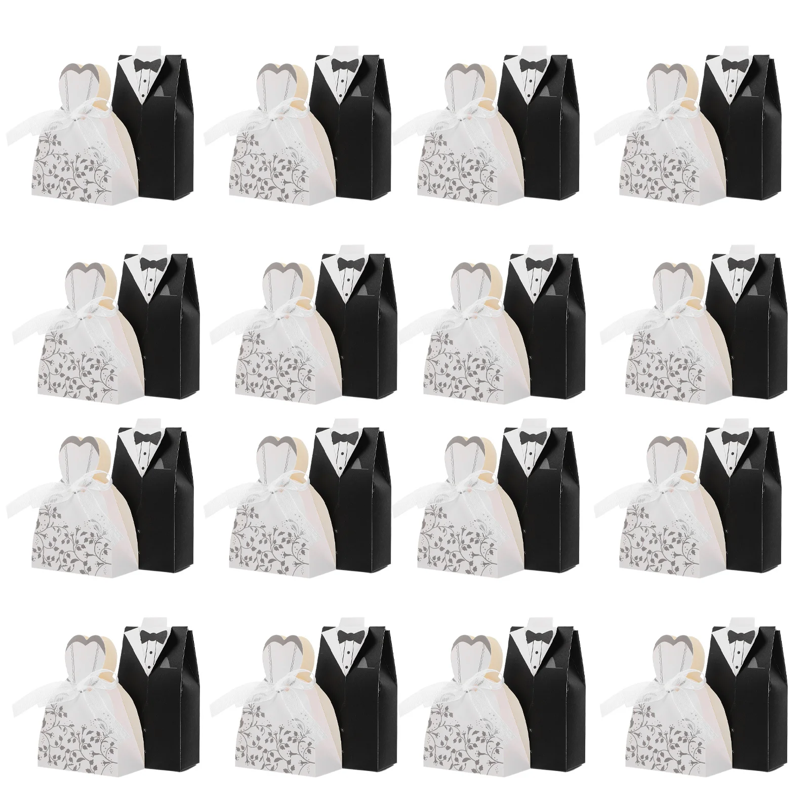 

100Pcs Elegant Wedding Candy Boxes Bride Groom Pattern Candy Storage Boxes Favor Box for Wedding Party Gift Romantic Treat Cases