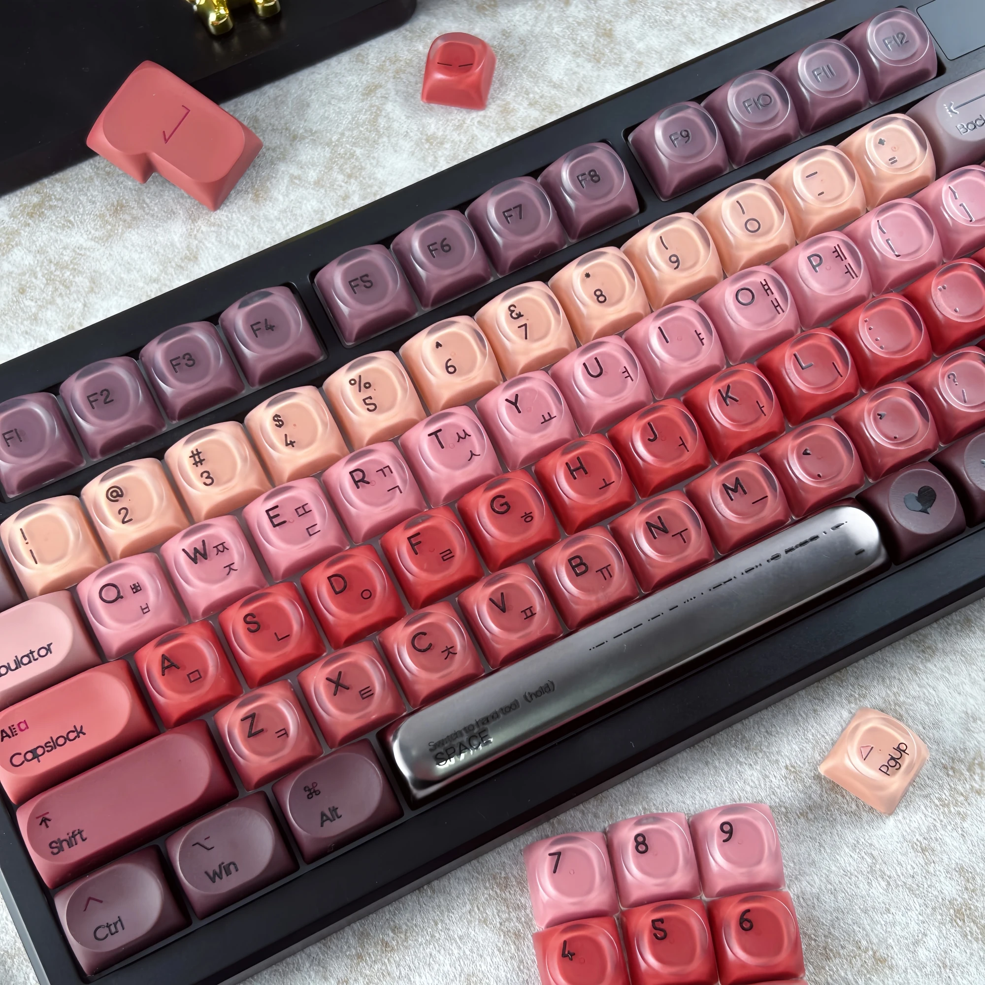 MAIMOOO Lipstick Hangul Keycaps HOA Profile PC Frosted Translucent English/Thai/French/Korean Keycap for MX Mechanical Keyboard