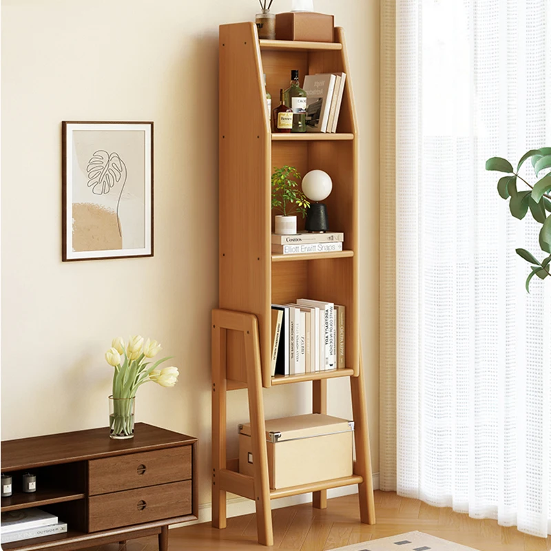 

Storage Display Wood Book Shelf Cabinet Bedroom Shelves Magazine Racks Ladder Corner Prateleira Para Livros Modern Furniture