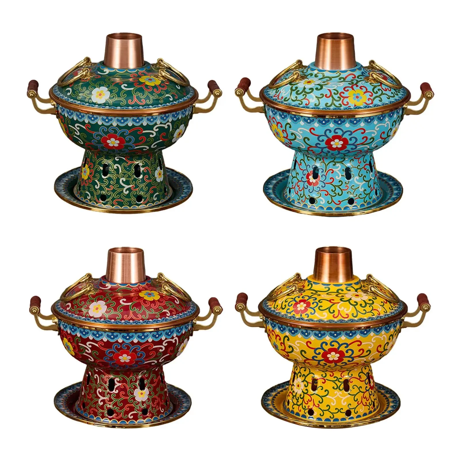 Shabu Hot Pot Warming Copper  Cooking Single Person Family Gathering Parties Cookware Chafing Dish Old Beijing Hot Pot