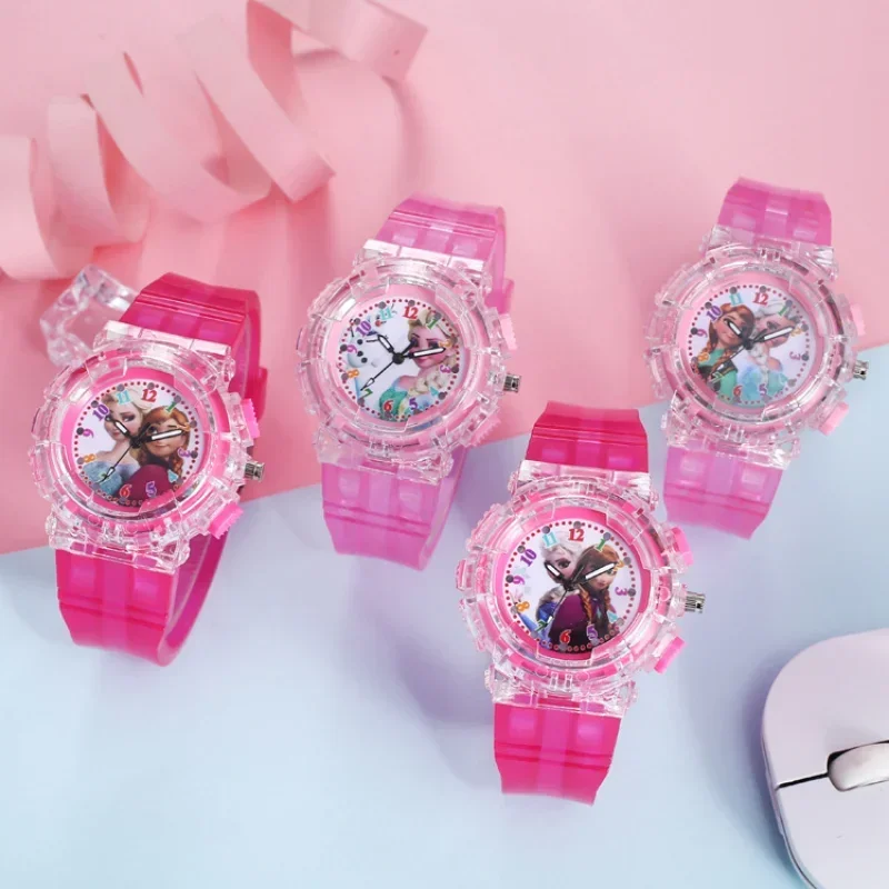 Disney Frozen Cartoon Children Watches Toy Flash Waterproof Sports Watch for Kids Girls Boy Quartz Wristwatch Child Clock Gifts