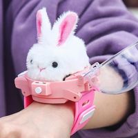 3D Cartoon Children RC Car Mini Watch Toys Cute Pet Car USB Charging Rabbit Racing Toys Plush Kapibala Watch Electric Toy