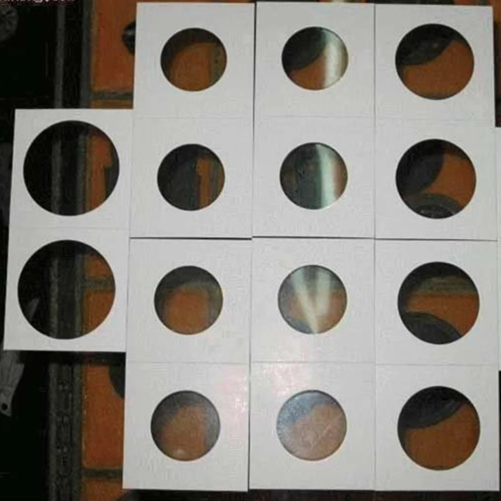 1 Box 17.5-40mm Coin Holders Stamp Holder Cover Coin Square Cardboard Paper Case Coin Album Collection Book Storage Case Flip