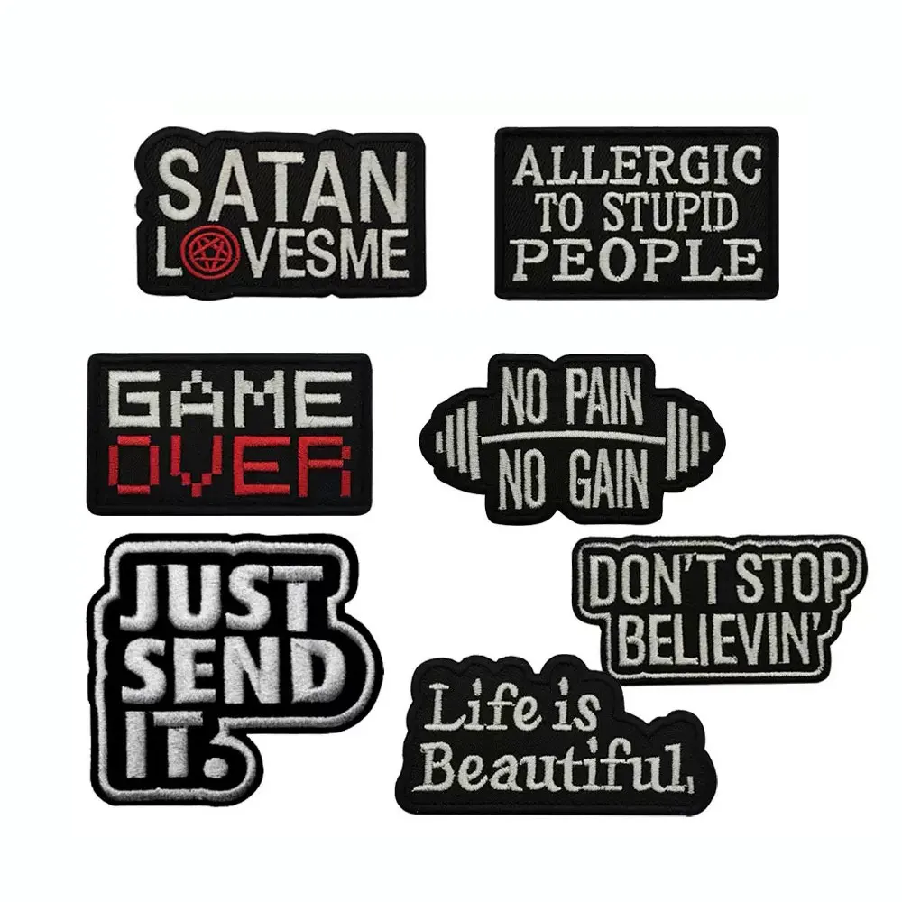 

Забавные вышитые нашивки с надписями, крутые значки-слоганы на липучке для одежды, рюкзаков, курток