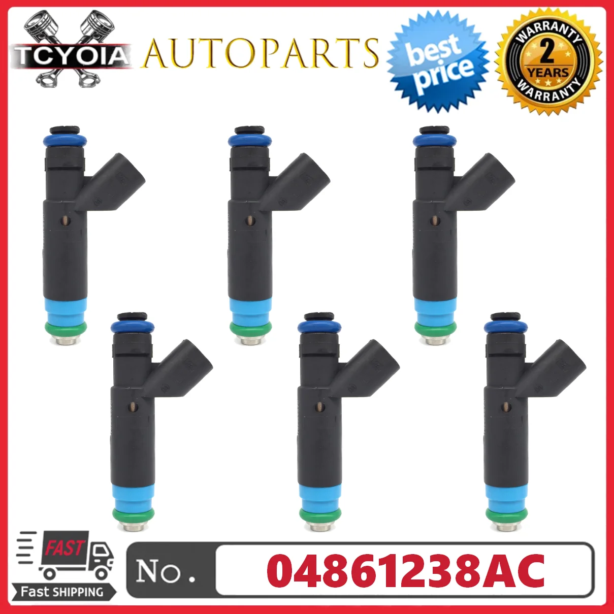 

6pcs/lot Fuel Injector 04861238AC For 2005-2008 Chrysler Pacifica 2001-2007 Chrysler Town & Country Dodge Grand Caravan 3.8L V6