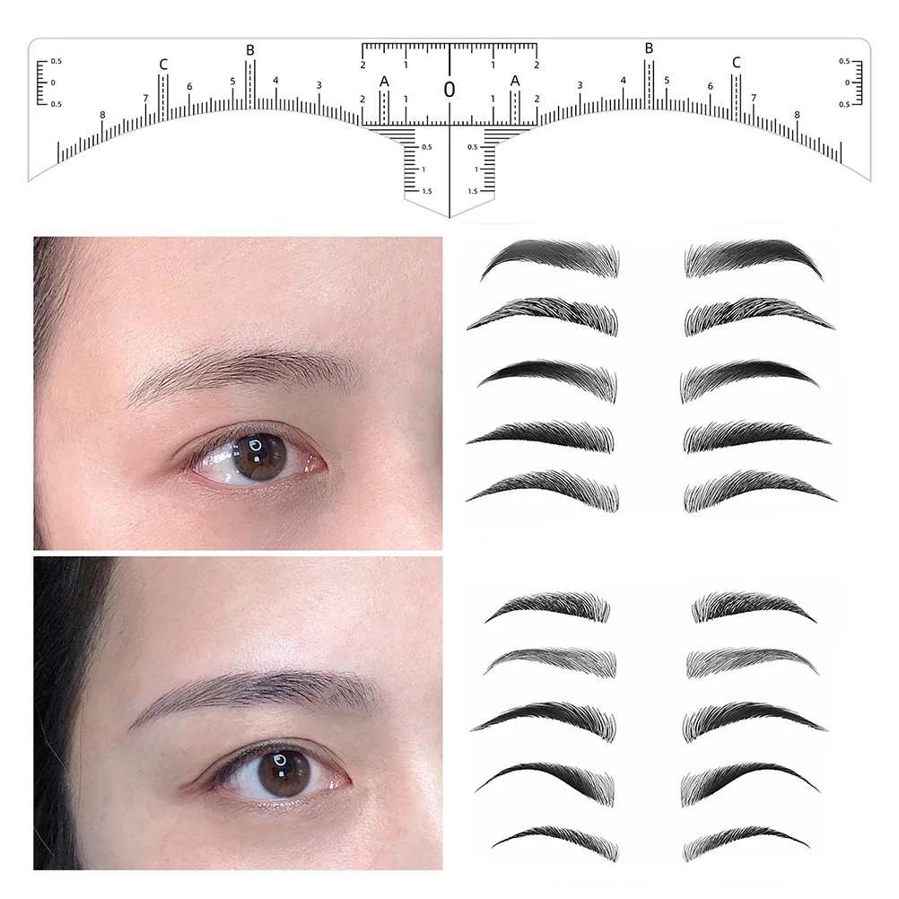 50Pcs Positioning Eyebrow Line Markers Professional Eyebrow Mapper Drawing Shaper Leveling Ruler Makeup Tool for Accurate