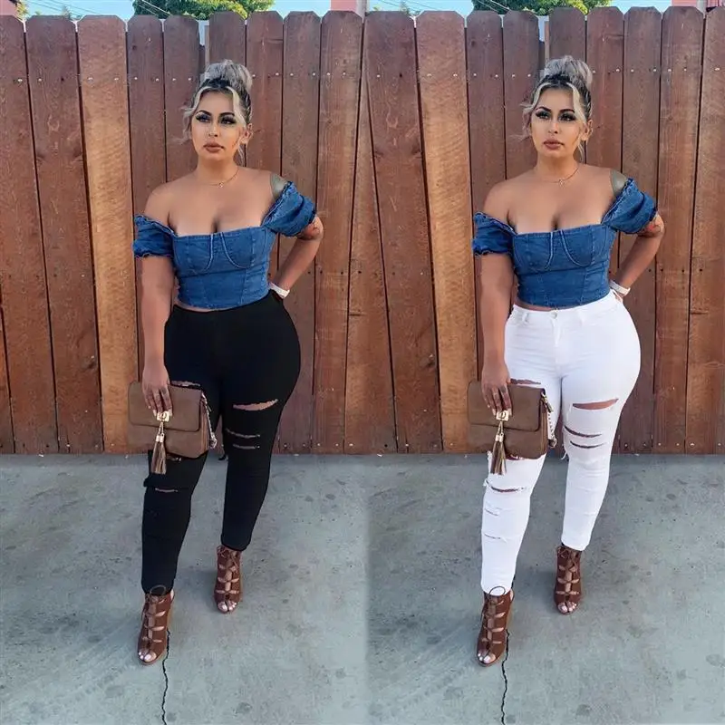 

Сексуальные M253, новые джинсовые узкие джинсы с высокой талией, женские облегающие длинные брюки с дырочками, летняя коллекция