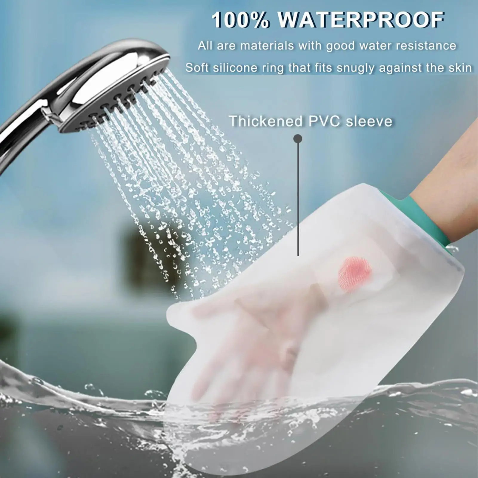 

Водонепроницаемый чехол для рук для душа, многоразовая литая сумка для душа, многоразовые защитные сумки для повязки на рукавах для ухода за ранами для мужчин