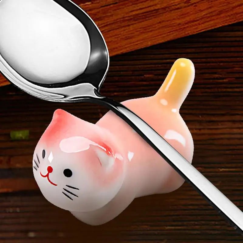 رف أعواد الأكل للمنزل ، مساند وحاملات عود الأكل ، زخارف القطط #4