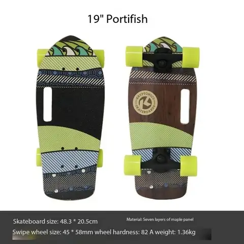 Portable Mini Skateboard 19 Inch Complete Skateboard Maple High Speed Drift Cruiser Skate Board for Kids Adults Beginner Pet Dog