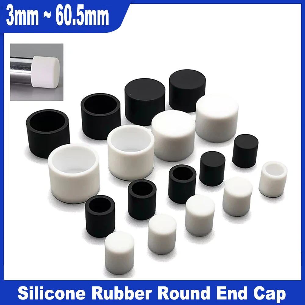 

1PC Silicone Rubber Round End Cap Black/White 3mm~60.5mm Dust Seal Protection Gaskets Pipe Cover Caps Round Tube Insert Stoppers