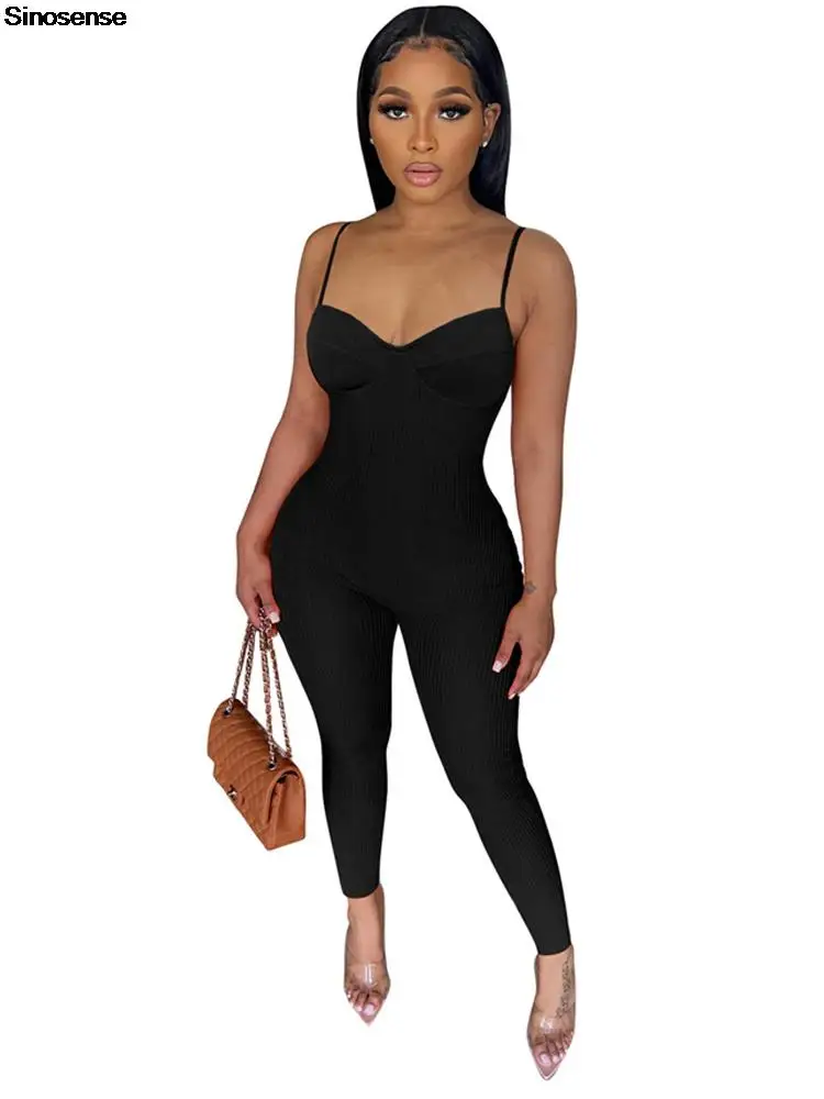 

Women Spaghetti Strap Bodycon Tank One Piece Jumpsuits Sexy Sleeveless V Neck Ribbed Knit Gym Workout Sports Rompers Clubwear