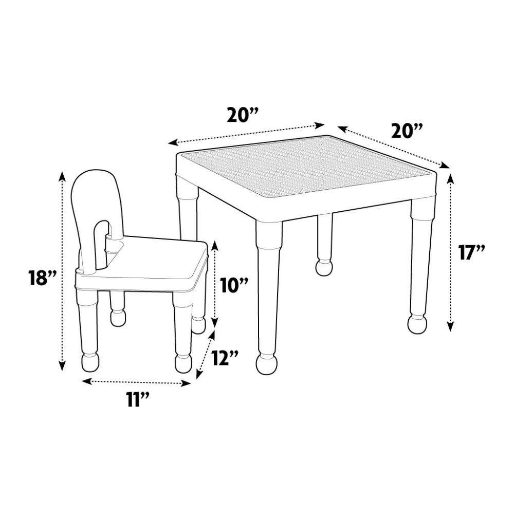2-in-1 Plastic Kids Activity Table & 2 Chairs Set, White, Red & Blue