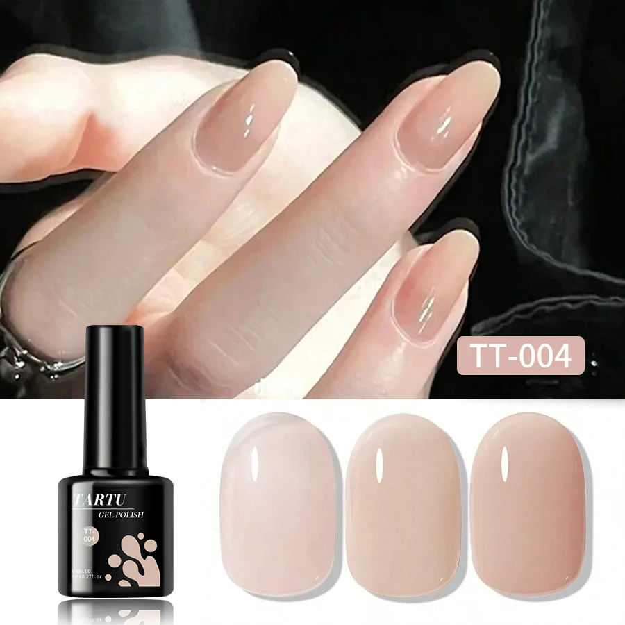 TARTU 8ml Semi Permanent Jelly Gel Nail Polish Black White Red Natural Nude Nails Art Soak Off  UV/LED  Varnish nail art