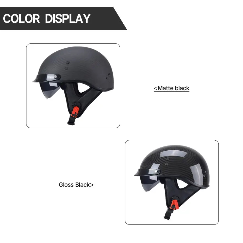 الأمريكية خمر دراجة نارية خوذة ألياف الكربون نصف خوذة الذكور الصيف كروز دراجة نارية مغرفة خوذة الإناث خوذة #5