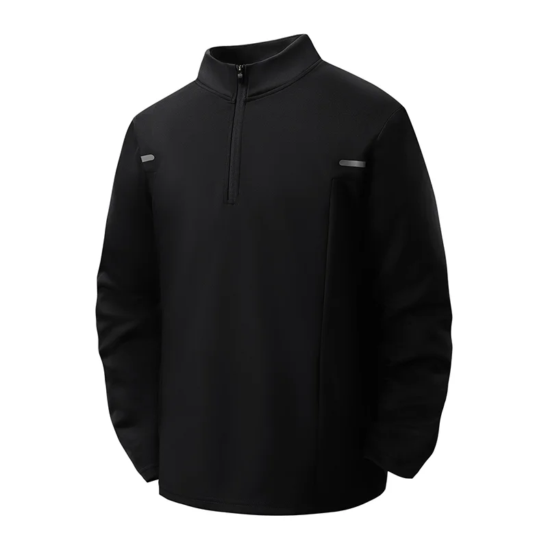 Men Outdoor Running Fitness Shirt Lightweight Breathable Half Zip Long Sleeve T Shirt Stretchy Quick Dry Casual Trendy Top