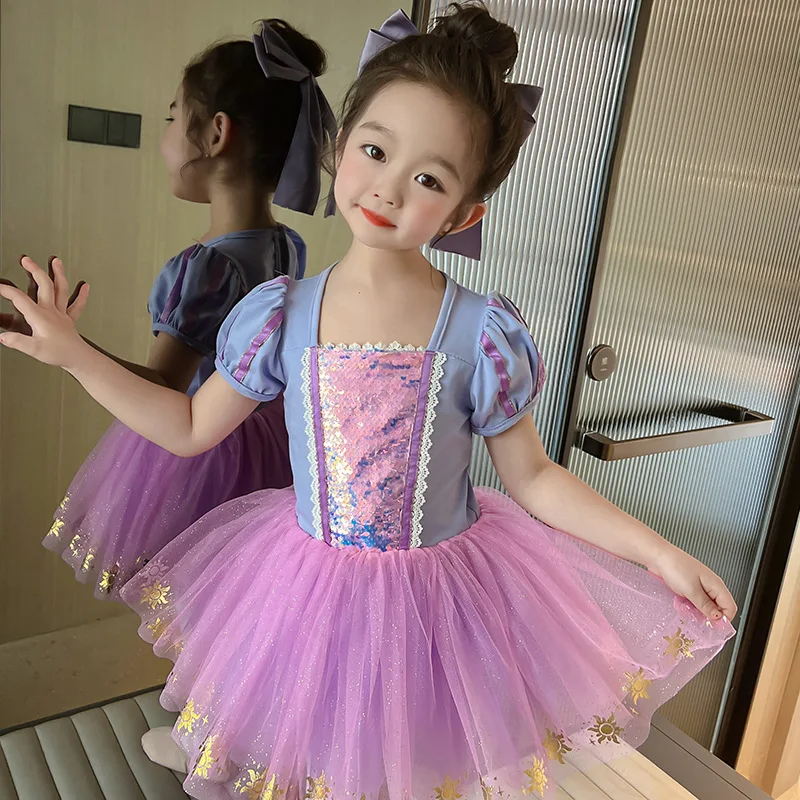 Original Ballet Skirt Girl's Improved Fairy Tale Princess Sophia Short Sleeves One Piece Dance Fluffy Skirt Girl's Dance Costume