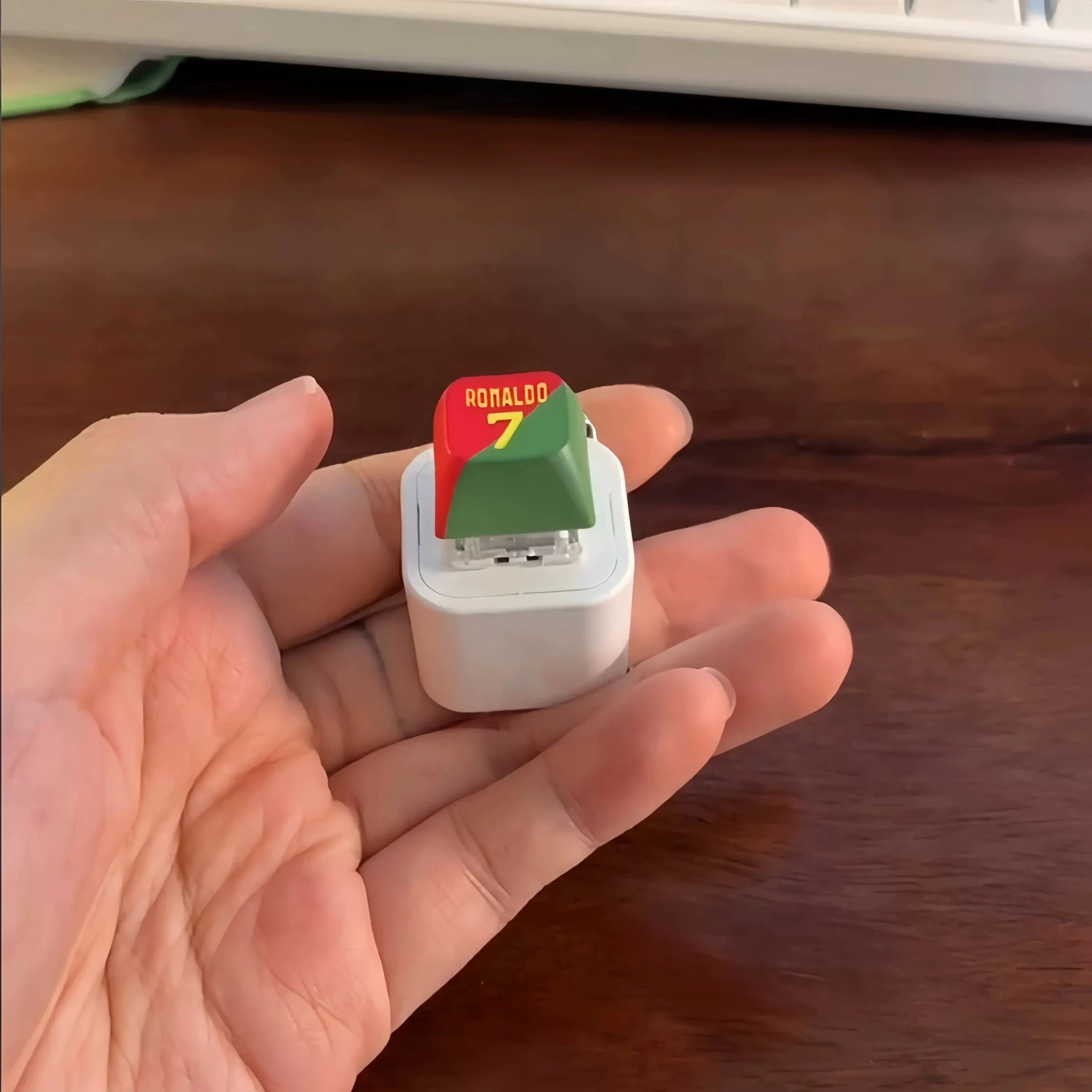 C Siu Button Keychain with Sound Rechargeable Croaking Keyboard with Colorful Light Fun Anxiety Relief Sensory Model Ornament