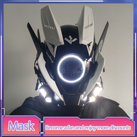 Cyberpunk Helmet Cosplay Led With Hair Music Cyberpunk Helmet Cyber Punk Mask Men's Costume Robot Helmet Halloween Cool Toy Gift