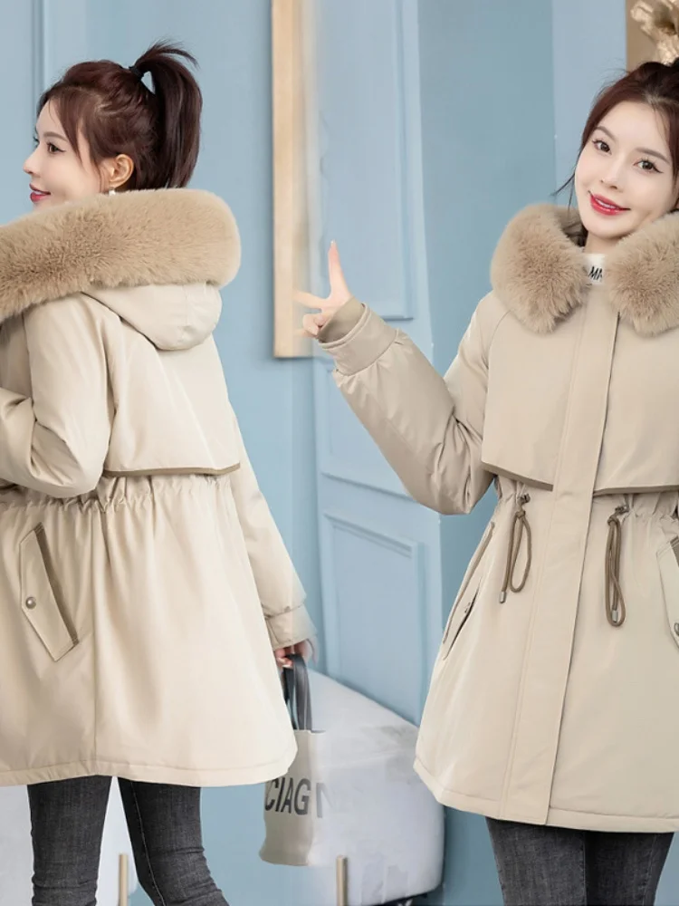 Parkas Unisex Womens Winter Light Outdoor Wool-Liner A-Line Travel Commuting Anti-Static Warm Anorak Heavy Flap Drawstring Cozy
