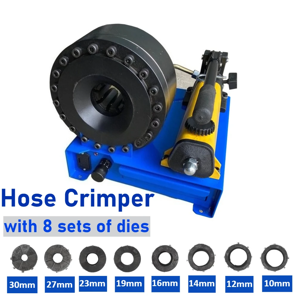 Handheld Hydraulic Hose Crimping Tool Hose Crimper with 8 Die Sets High Pressure Hydraulic Hose Crimping