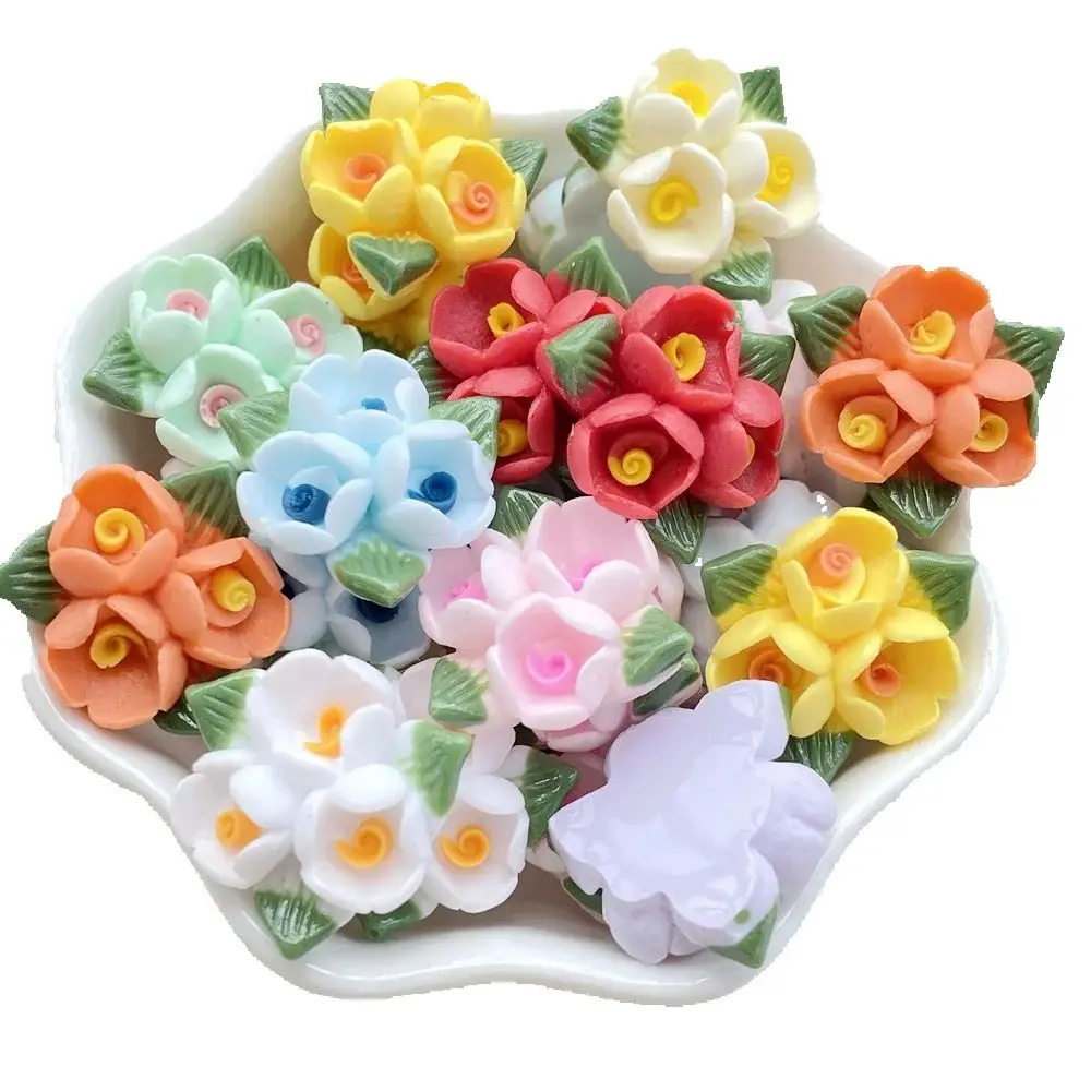 10PCS Vibrant Resin Three Roses For Scrapbooking, Wedding Decor & DIY Jewelry Making Accessories