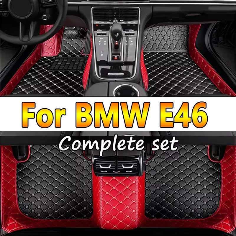 Custom Automotive Car Floor Mats For BMW E46 1998 1999 2000 2001 2002 2003 Auto Luxury Leather Men Women Car Mats Full Coverage