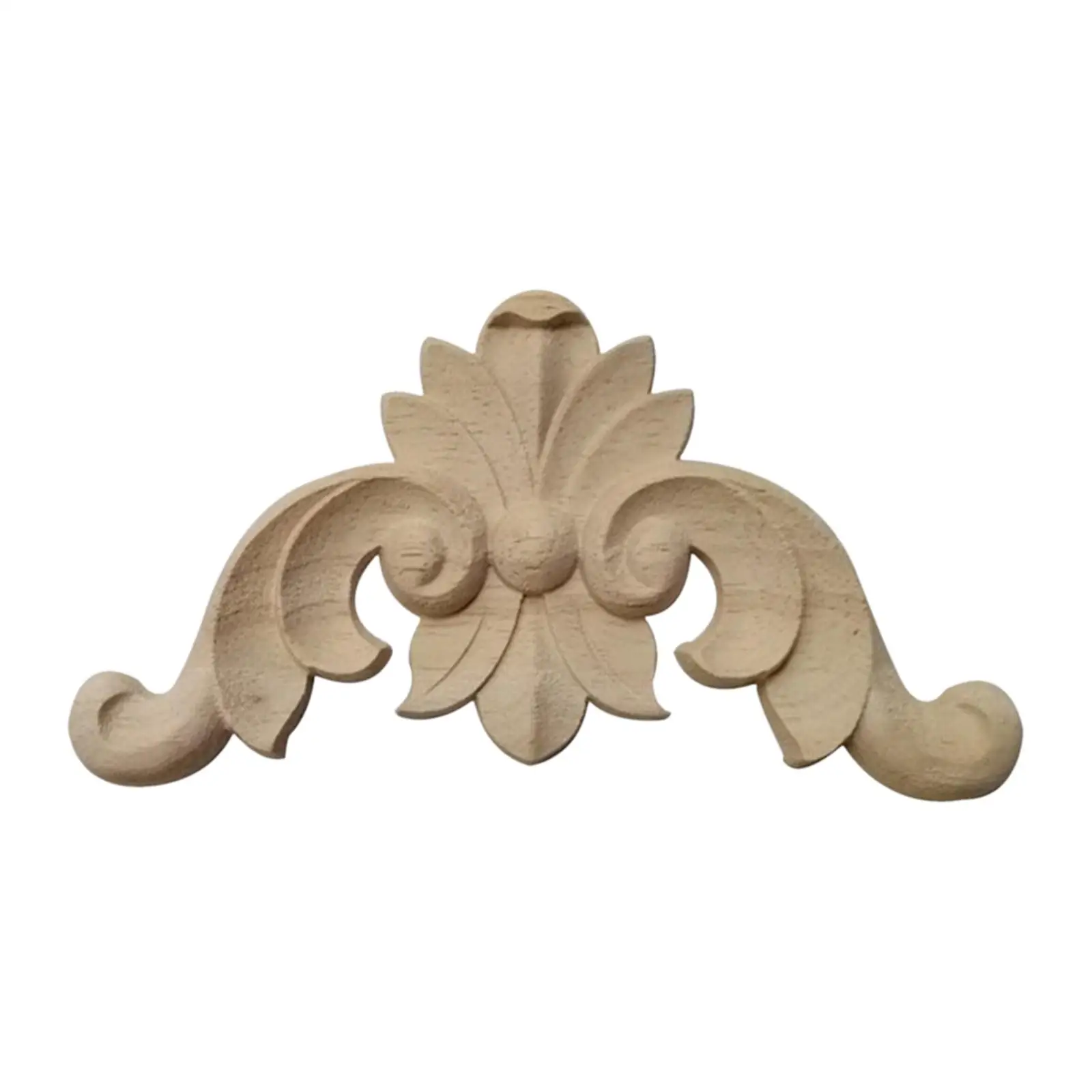 Carved Wood Flower Applique Onlay DIY Wooden Crafts Slice for Cupboard Door Wall Bedroom Decoration