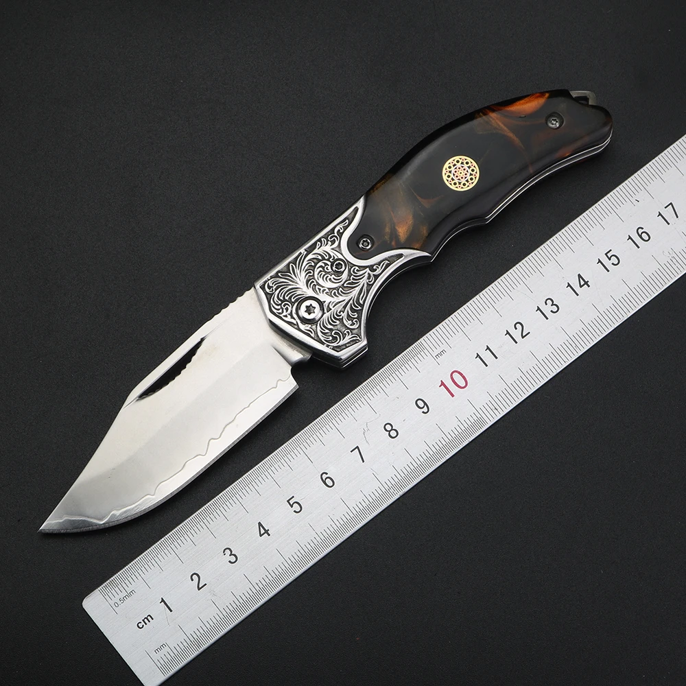 XUANFENG Folding Knife, Three in One Steel Outdoor Folding Knife, Multifunctional Small Knife, Camping Fruit Knife