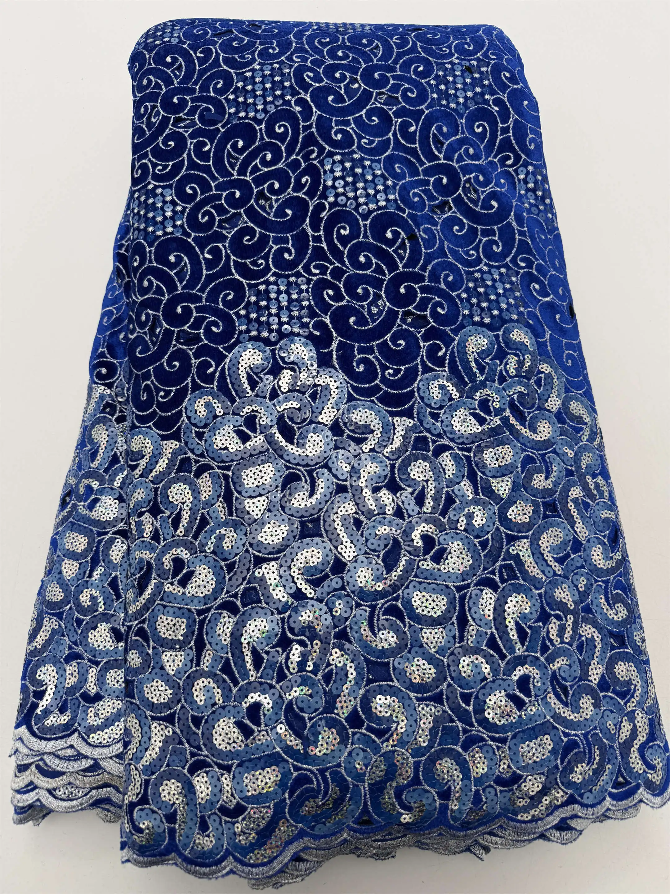 African Sequins Velvet Lace  Luxury Fabric 5 Yards Nigerian French Style for Women's Wedding Dresses Sewing  Material 2026