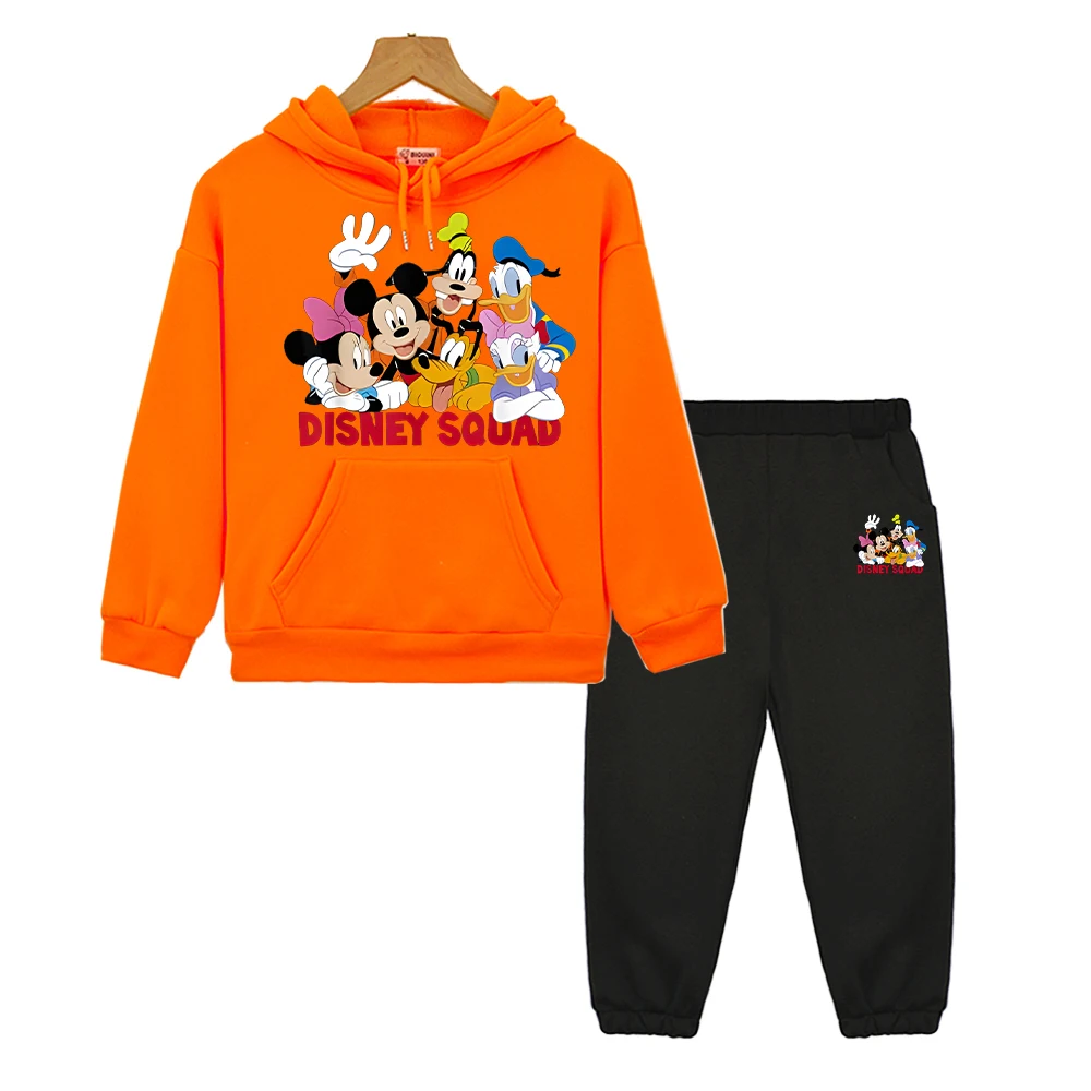 

mickey mouse print hoodies Fleece Sweatshirt boy girl Hooded Sets Disney hoodie+Pant pullover y2k sudadera kids boutique clothes