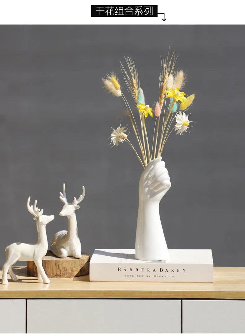 Vase Hand Vases White Arm Dried  Flowers Modern Room Decoration Vintage Decoration Ceramic Vases Office Decor Jarrones ваза
