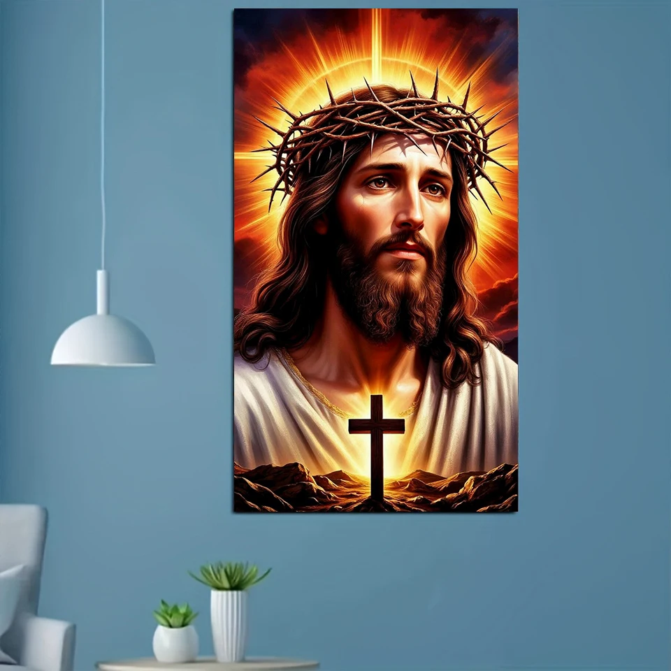 Jesus Christ Cross Diamond Painting Kit 5D DIY Diamond Embroidery Cross Stitch Handmade Art Gift Crafts Home Decor Gift