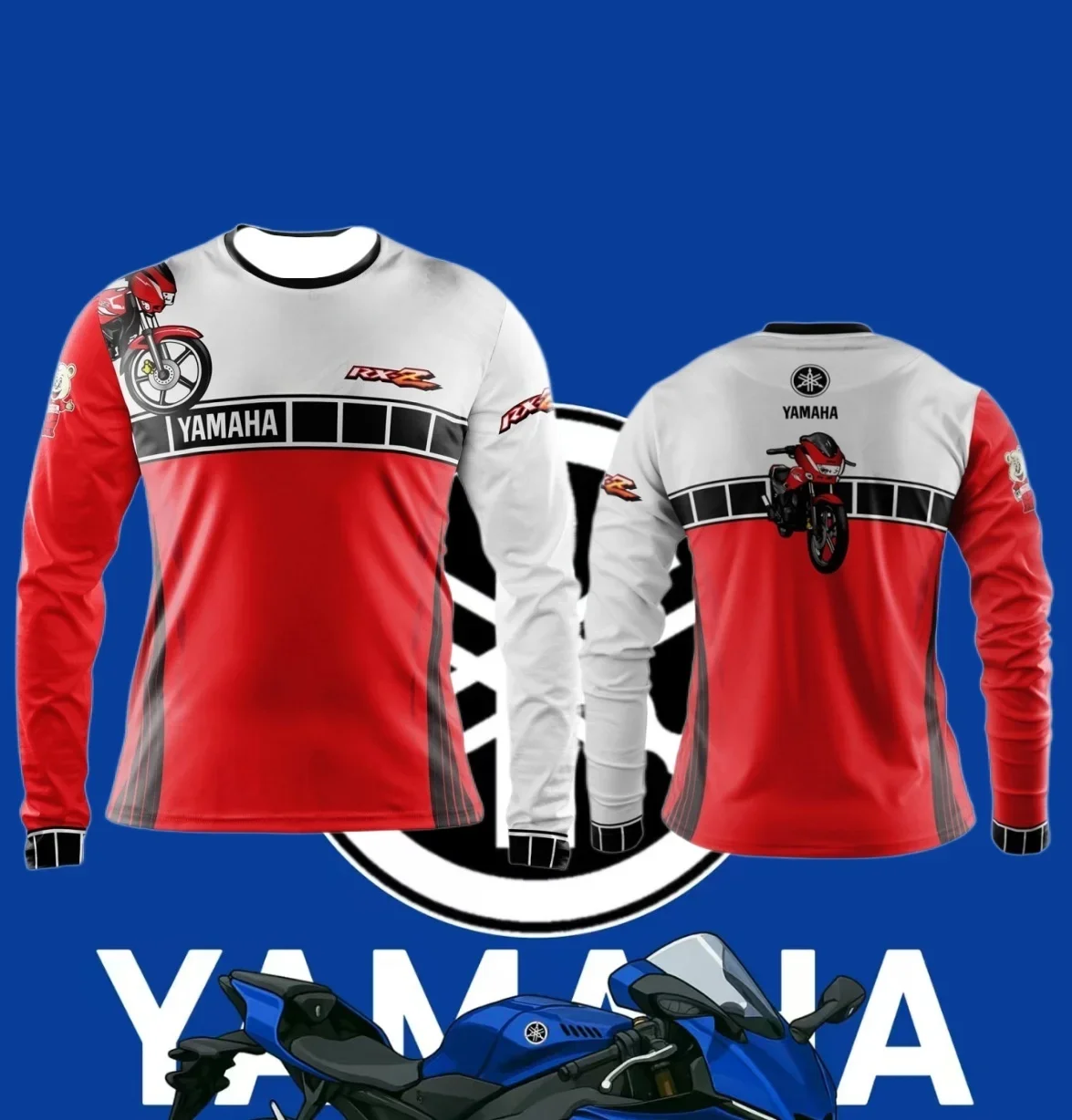 

25/26 New Popular Yamaha Long Sleeve T-shirt Spring and Autumn Motorcycle Fans Team Uniform Adult and Children's Same T-shirt
