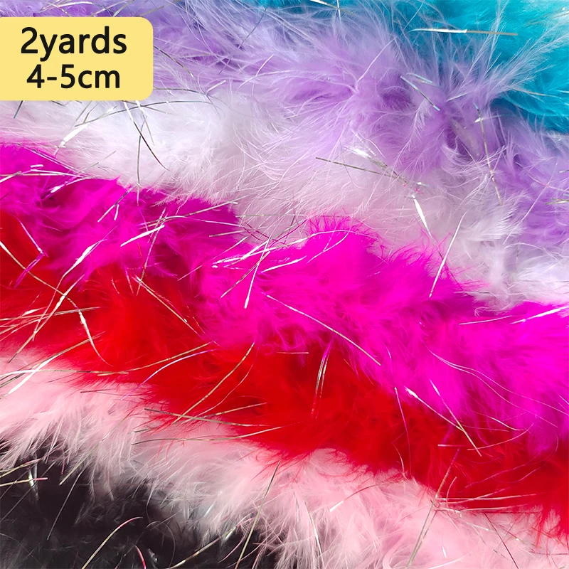 4-5cm Boa Feathers For Crafts 2Yard Party Sewing Turkey Pheasant Strip Blue Black White Plumas Long Decoration Clothes Dress Hat