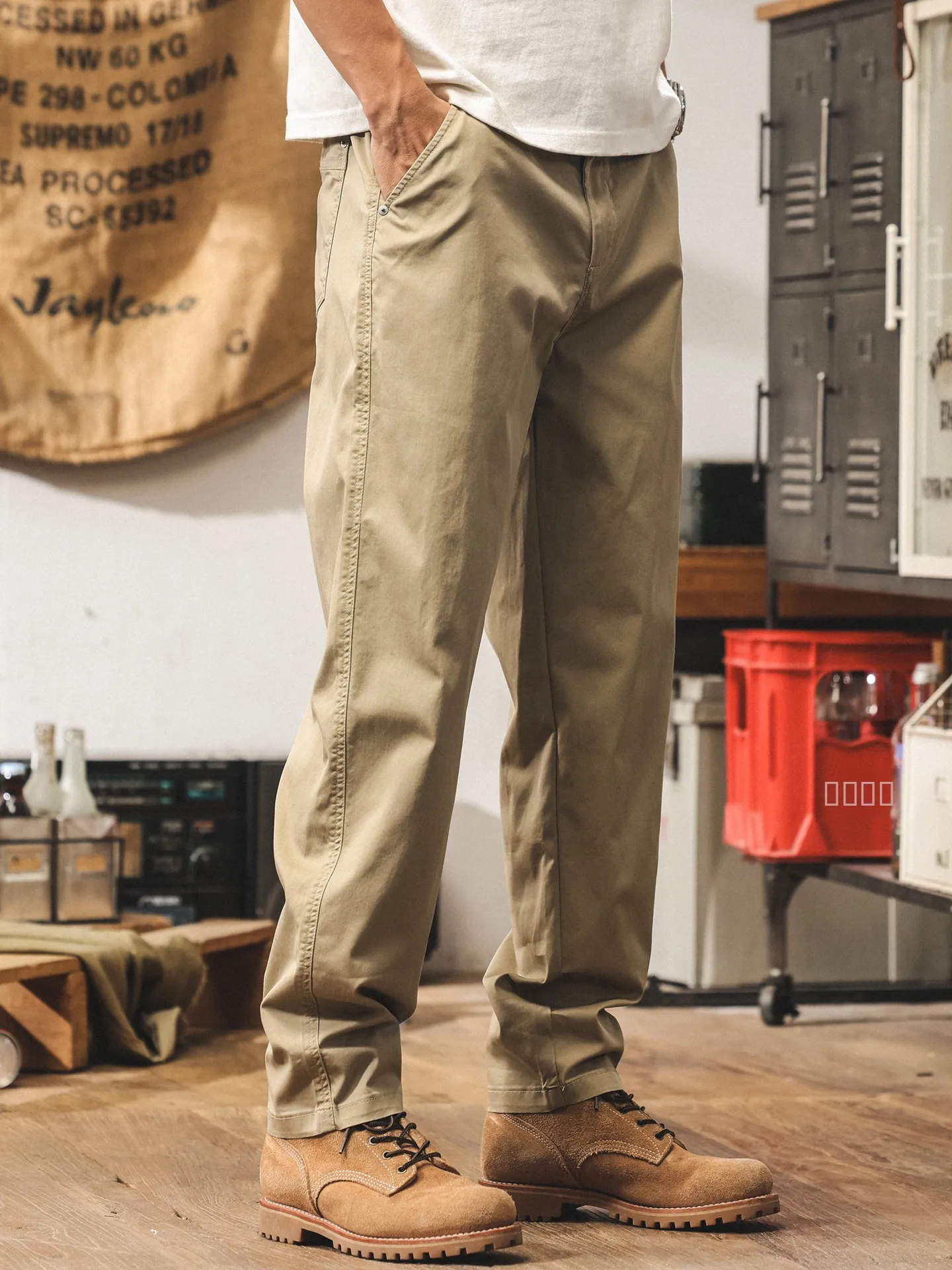 

Мужские летние брюки в американском ретро-стиле из ледяного шелка, новые, простые, универсальные, свободные, цвета хаки, повседневные, дышащие, прямые штанины