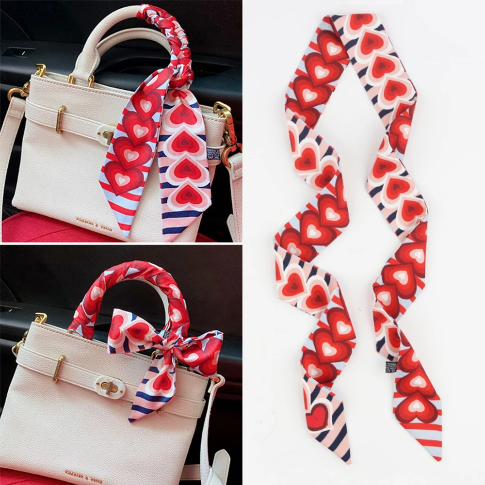 120cm Striped Love Double-layer Simulation Silk Scarf Twill Scarf Small Neck Scarf Tied Hand Small Ribbon Tied Bag Silk scarf