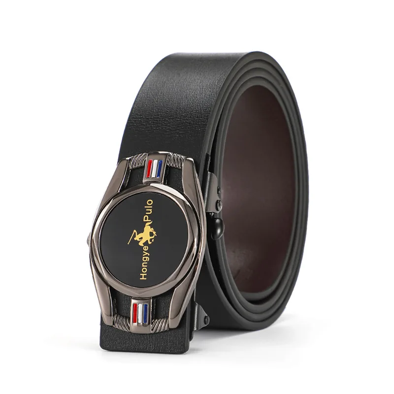 メンズビジネスベルト合金自動バックルベルト高級カジュアルベルト高品質PUレザー