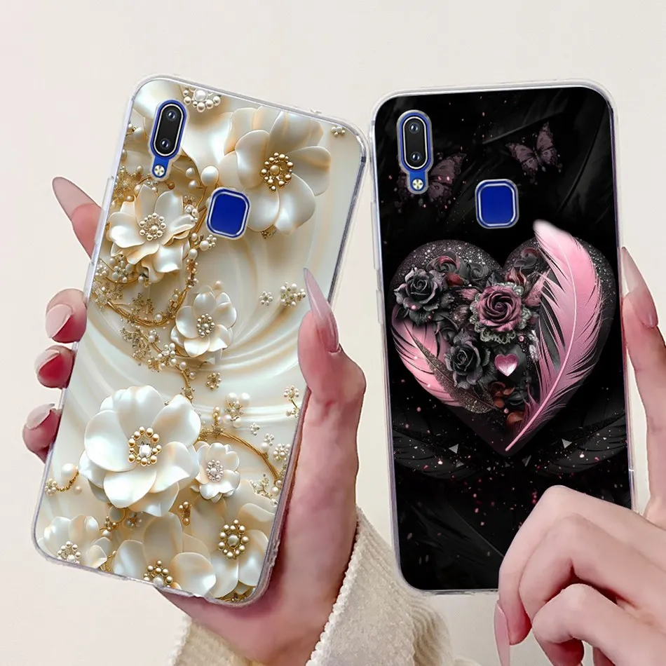 For Vivo Y91 Y91i Y93 Y95 U1 Phone Case Vivo 1807 1816 1817 1820 1811 Elegant Floral Cat Painted Soft Silicone TPU Cases