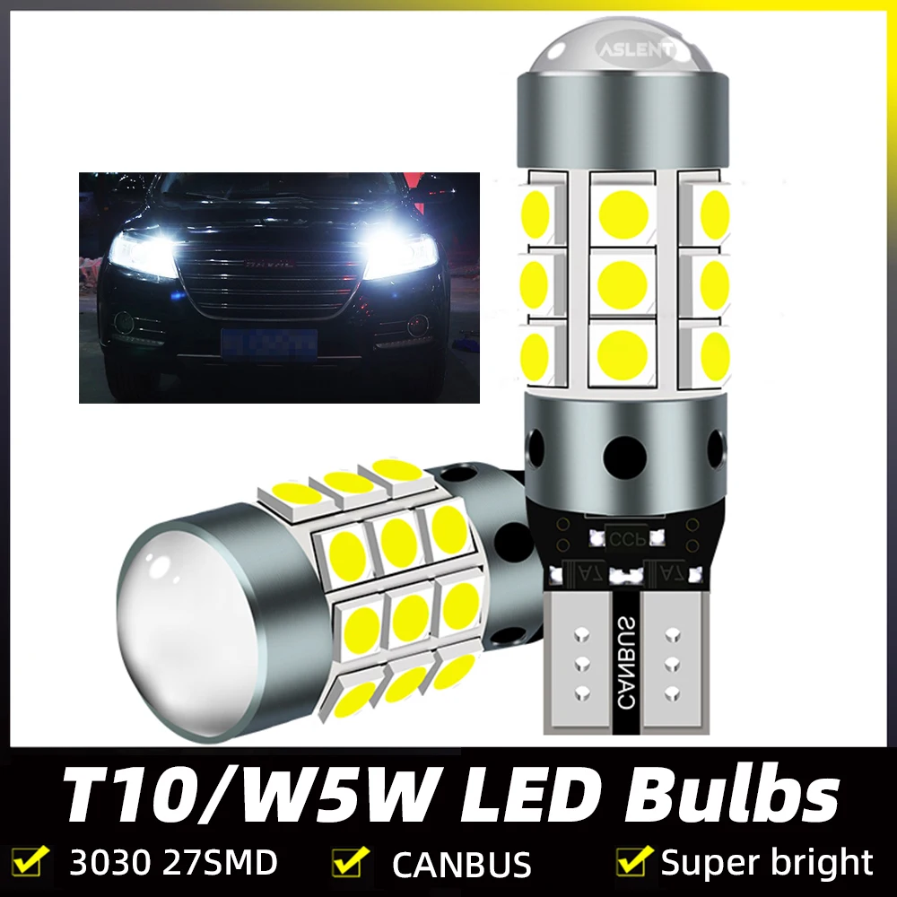 

2pcs T10 W5W Super Bright 3030 27SMD LED Bulbs Car Parking Lights WY5W 168 Car Width Indicator Lamp License Plate Reading Light