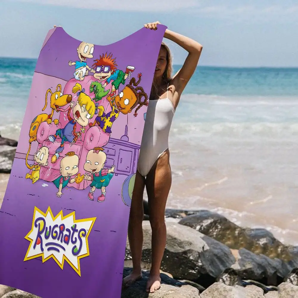 Funny Cute R-Rugrats Bath Towel Microfiber Soft Water Absorbing Breathable For Girl Kids Decorative Cartoon Beach Towel