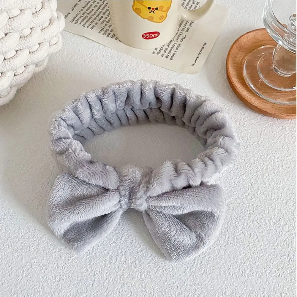 

Beauty Coral Fleece Hair Band Knot Soft Bow Make Up Hairband Fluffy Bowknot Shower Headband Women