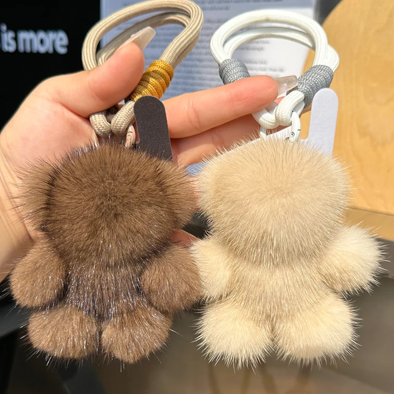Plush Violent Bear Car Keychain Hanging Backpack Keychain Creative Little Bear Plush Keychain Gift For Phone