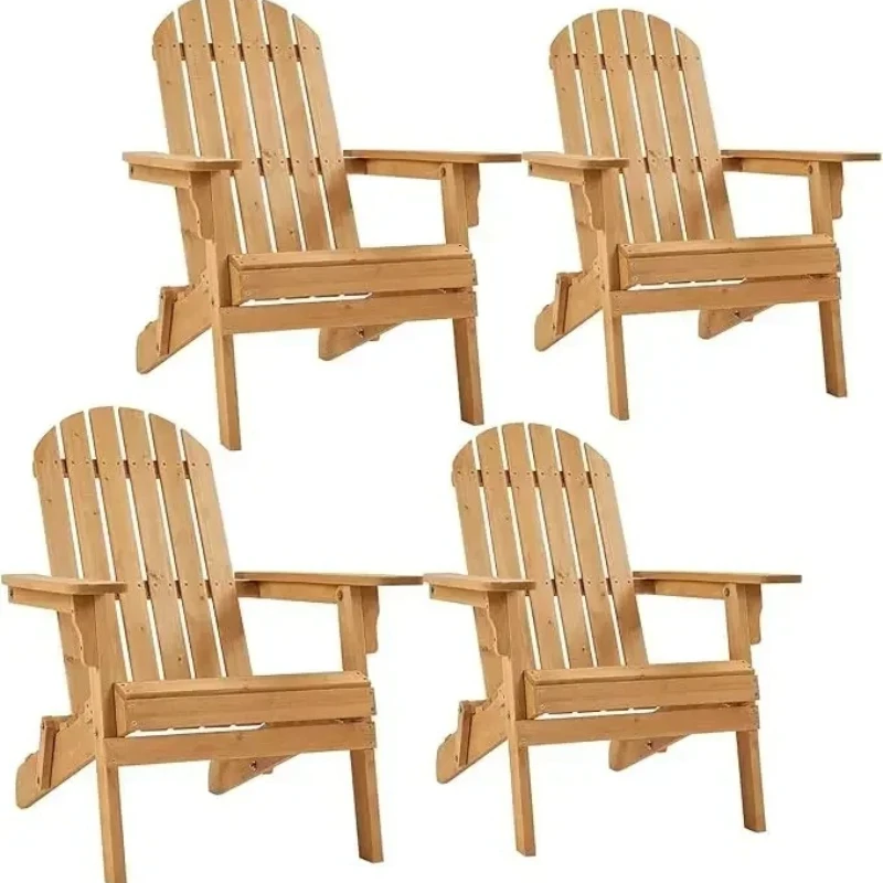 Set of 4 Folding  Chairs for Outdoor Use, Durable Solid Wood, Supports Up to 300lbs, Weatherproof for Garden and Fire