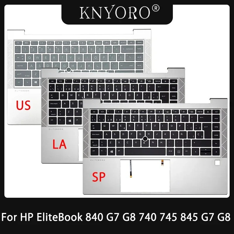 New US Latin Spain Keyboard For HP EliteBook 840 G8  G7 740 745 845 G7 G8 Laptop Palmrest Top Backlight Keyboard Replace Case