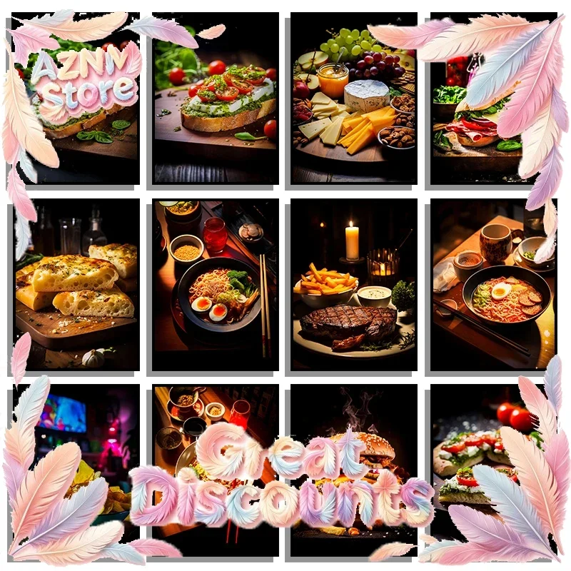 Food Kitchen Poster Printing Meat Burger Pizza Canvas Painting Restaurant Decoration Wall Art Picture Home Decor Frameless Gi